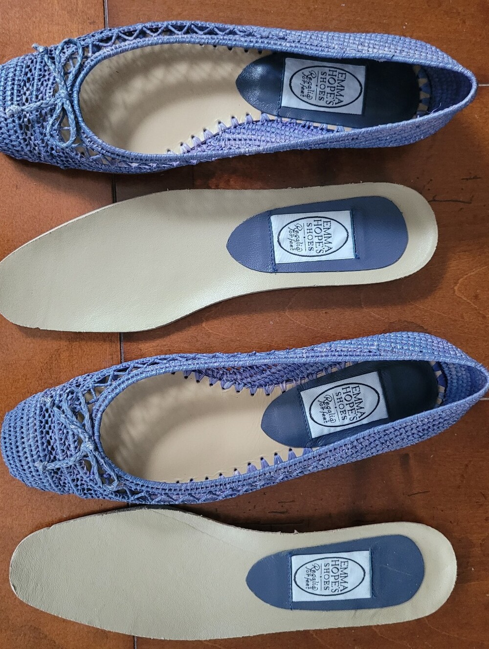 Emma Hope Zig Zag Bow Raffia Round Ballet Blue Sz 40 EU / US 9 - Picture 11 of 11